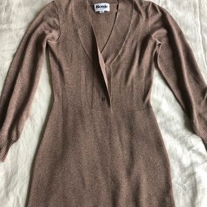 Rouje Metallic Sparkle Button Long Sleeve Dress